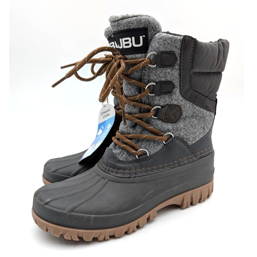 JBU Charli Waterproof Duck Boot Round Toe Women's Charcoal Size US7M EU37.5